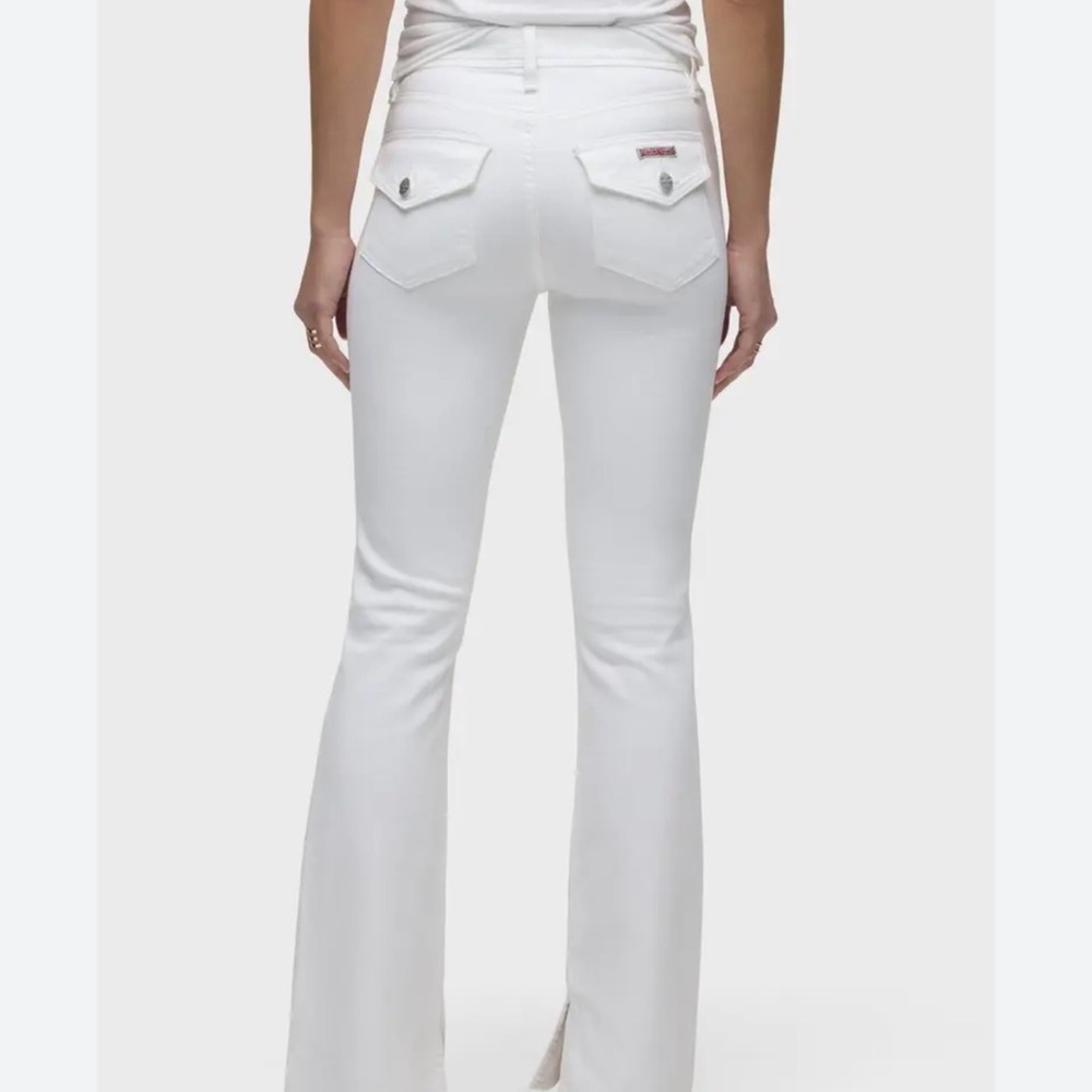 Hudson Jeans Barbara High Rise Bootcut White Zip-Front Flare Jeans